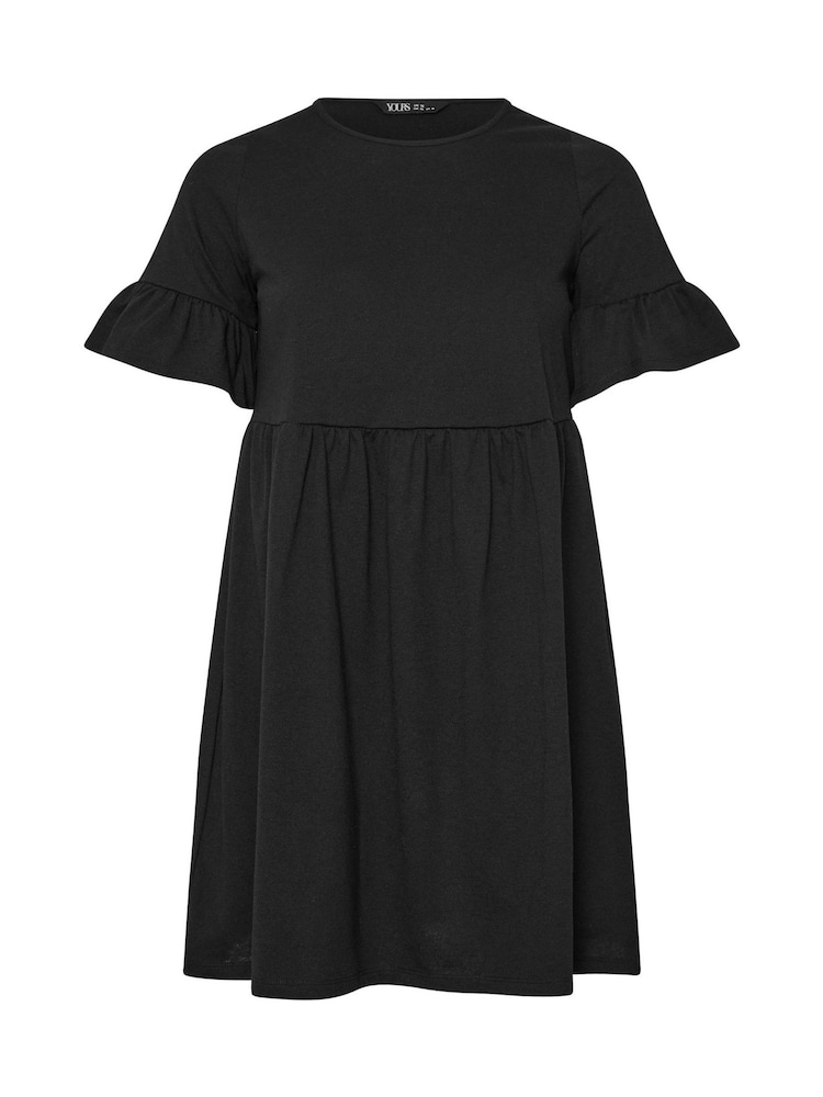 Yours Curve Black Frill Sleeve Smock Tunic Dress - Image 5 of 5