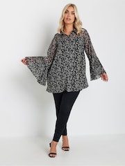 Yours Curve Black Pleated Back Shirt - Image 2 of 5