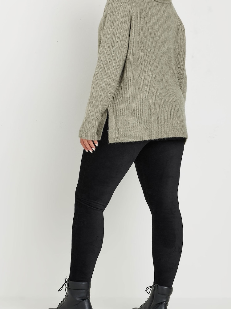Yours Curve Black Corduroy Leggings - Image 2 of 5