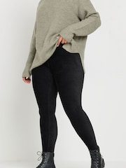 Yours Curve Black Corduroy Leggings - Image 4 of 5