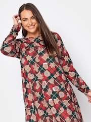 Yours Curve Red Novelty Long Sleeve Gingerbread Christmas Tunic - Image 1 of 4