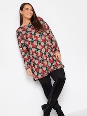 Yours Curve Red Novelty Long Sleeve Gingerbread Christmas Tunic - Image 4 of 4