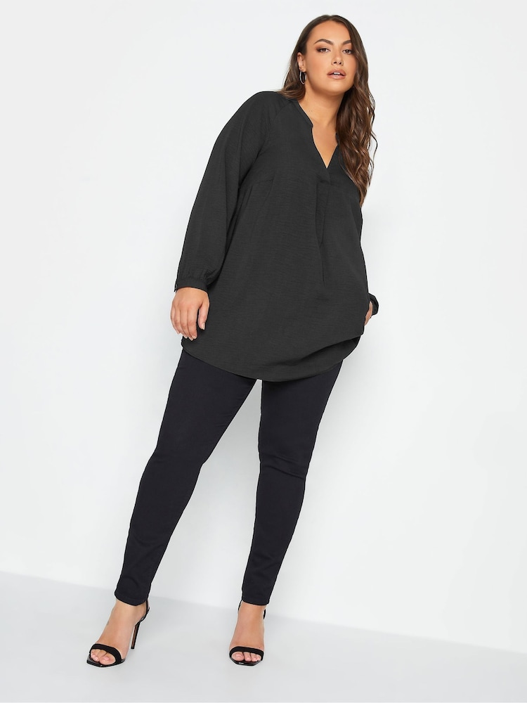 Yours Curve Black Textured Tunic - Image 2 of 5