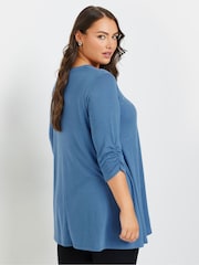 Yours Curve Blue Studded Swing Top - Image 3 of 5