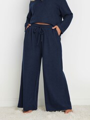 Yours Curve Blue Soft Touch Ribbed Trousers - Image 1 of 5