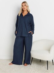 Yours Curve Blue Soft Touch Ribbed Trousers - Image 2 of 5