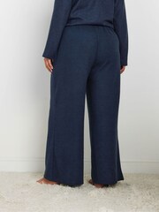 Yours Curve Blue Soft Touch Ribbed Trousers - Image 3 of 5