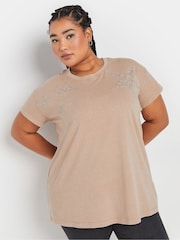 Yours Curve Pink Stud Embellished Star T-Shirt - Image 1 of 5