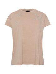 Yours Curve Pink Stud Embellished Star T-Shirt - Image 5 of 5