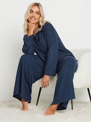 Yours Curve Blue Soft Touch Collared Top - Image 2 of 5