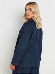 Yours Curve Blue Soft Touch Collared Top - Image 3 of 5
