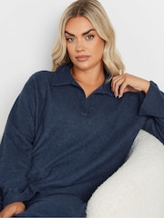Yours Curve Blue Soft Touch Collared Top - Image 4 of 5
