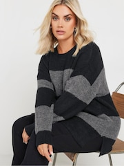 Yours Curve Grey Elephant Stripe Jumper - Image 3 of 4