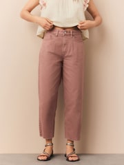 Raspberry Pink Crop Barrel Leg Jeans - Image 2 of 3
