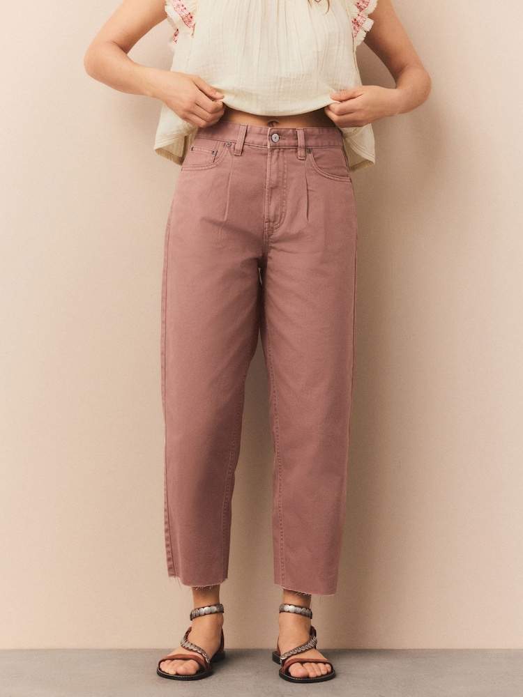 Raspberry Pink Crop Barrel Leg Jeans - Image 2 of 3