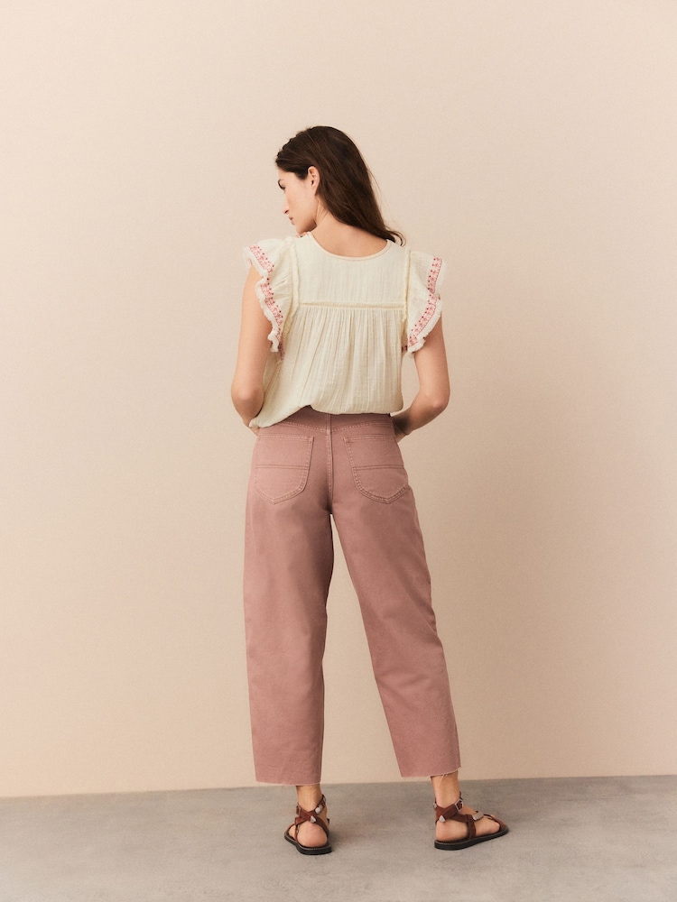 Raspberry Pink Crop Barrel Leg Jeans - Image 3 of 3