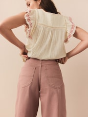 Raspberry Pink Crop Barrel Leg Jeans - Image 5 of 8