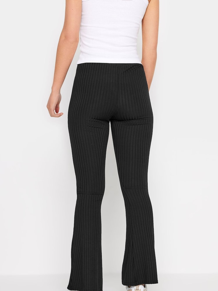 PixieGirl Petite Black Ribbed Flare Trousers - Image 2 of 4