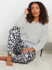 M&Co Heart Print Borg Pyjama Lounge Set - صورة 1 من 5
