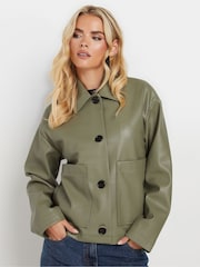 PixieGirl Petite Green Faux Leather Pocket Jacket - Image 1 of 5