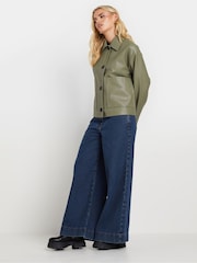 PixieGirl Petite Green Faux Leather Pocket Jacket - Image 2 of 5