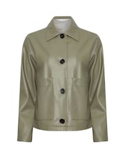 PixieGirl Petite Green Faux Leather Pocket Jacket - Image 5 of 5