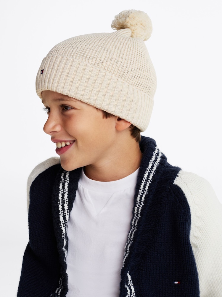 Tommy Hilfiger Natural 100% Cotton Pom Pom Beanie - Image 2 of 6