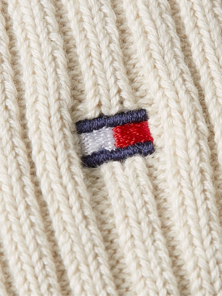 Tommy Hilfiger Natural 100% Cotton Pom Pom Beanie - Image 6 of 6