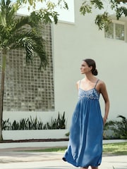Blue Cornelli Strappy Lightweight Denim Maxi Dress - Image 2 of 7