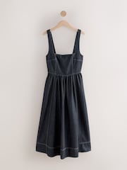 Rinse Corset Fit and Flare Square Neck Tencel Denim Dress - Image 1 of 3