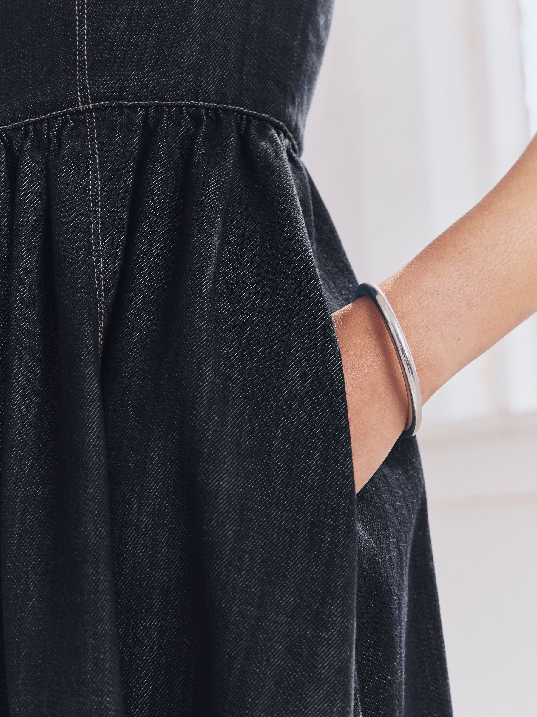 Buy Rinse Corset Fit and Flare Square Neck Tencel Denim