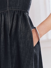 Rinse Corset Fit and Flare Square Neck Tencel Denim Dress - Image 6 of 9