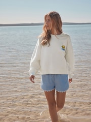 Ecru Official Snoopy Licence Summer Lemonade Back Graphic Print Supersoft Crew Neck Sweatshirt - Image 2 of 9