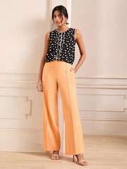 Love & Roses Black/White Spot Sleeveless Scallop Detail Shell Top - Image 3 of 4