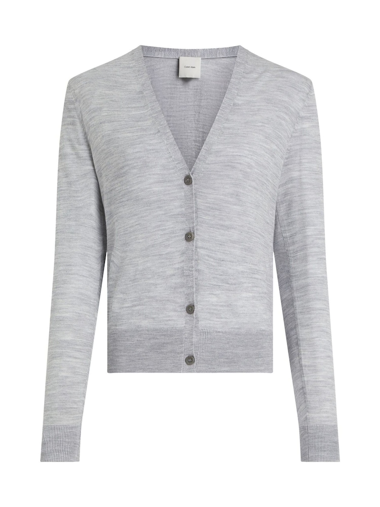 Calvin Klein Grey Regular Fit Wool Blend Cardigan - Image 1 of 3