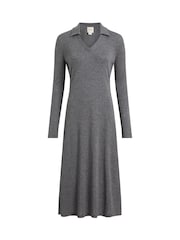 Calvin Klein Grey Slim Wool Blend Jersey Midi Dress - Image 4 of 6