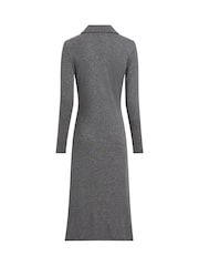 Calvin Klein Grey Slim Wool Blend Jersey Midi Dress - Image 5 of 6