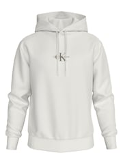 Calvin Klein White Relaxed Monologo Hoodie - Image 1 of 5
