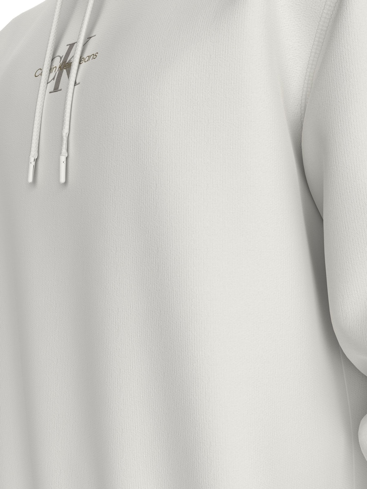 Calvin Klein White Relaxed Monologo Hoodie - Image 5 of 5