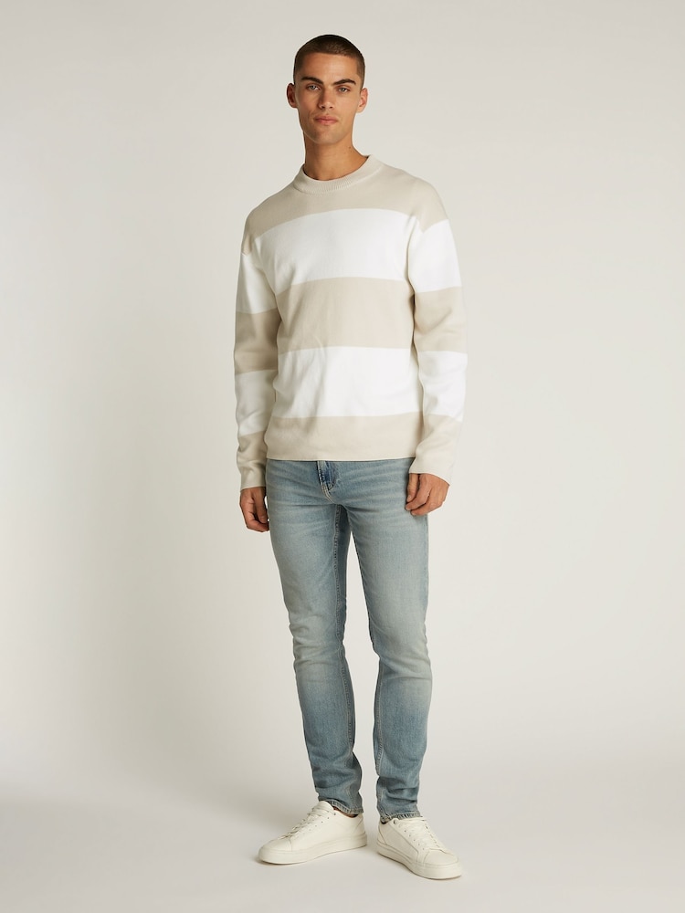 Calvin Klein White Cotton Crew Neck Jumper - Image 3 of 6