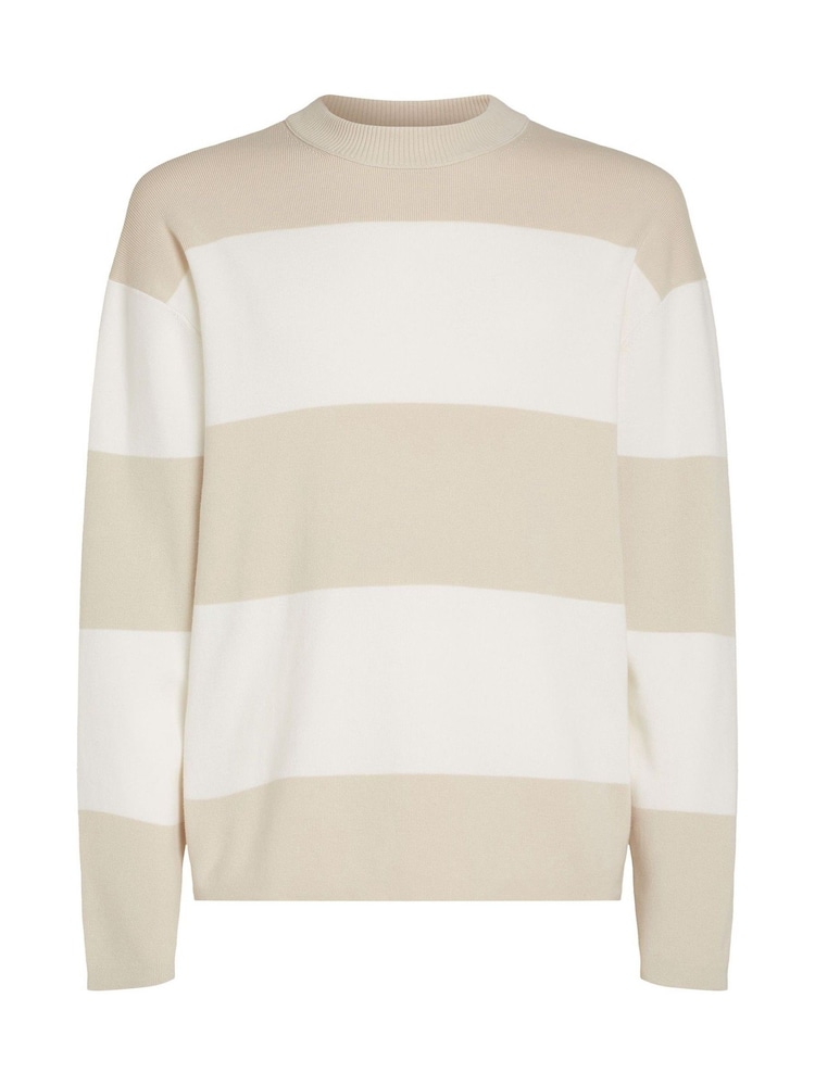 Calvin Klein White Cotton Crew Neck Jumper - Image 5 of 6