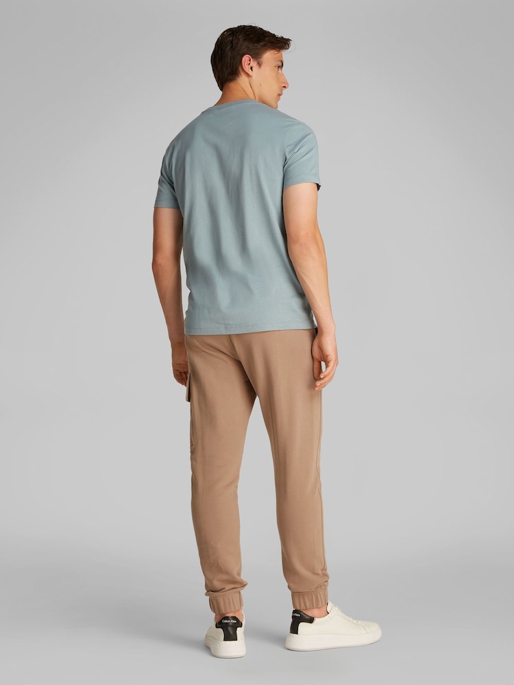 Синий - Calvin Klein Monologo 100% Cotton T-Shirt - Image 2 of 6