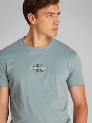 Синий - Calvin Klein Monologo 100% Cotton T-Shirt - Image 4 of 6