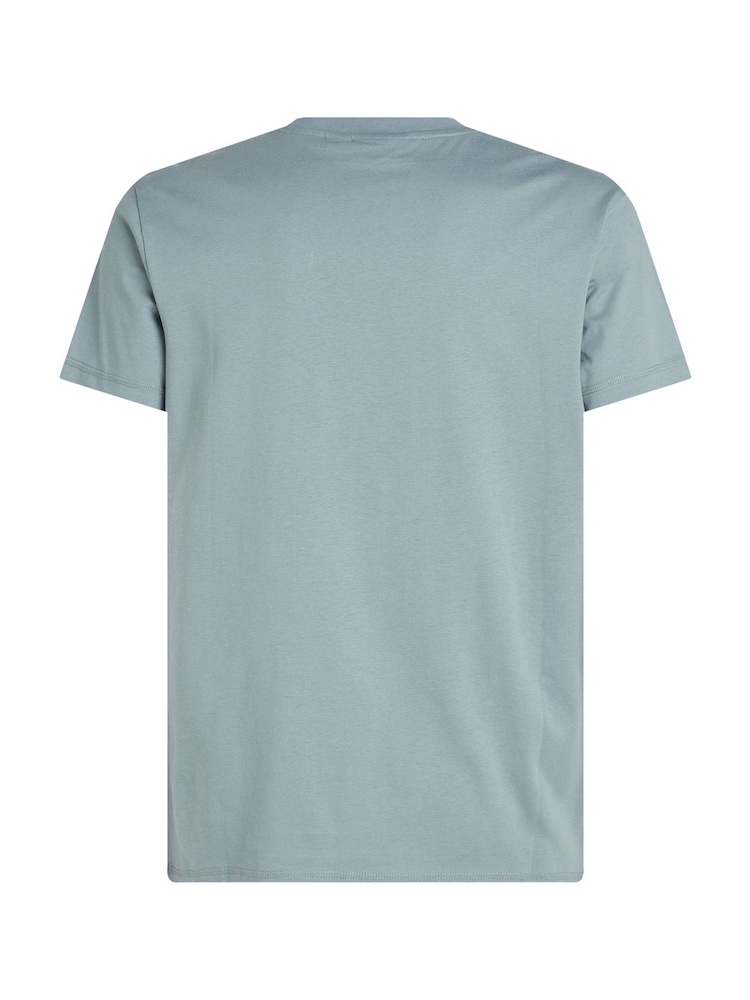 Синий - Calvin Klein Monologo 100% Cotton T-Shirt - Image 6 of 6