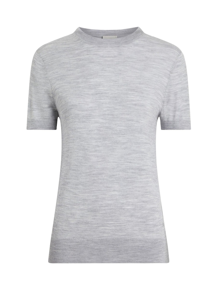 Calvin Klein Grey Regular Fit Wool Blend T-Shirt Jumper - Image 1 of 3