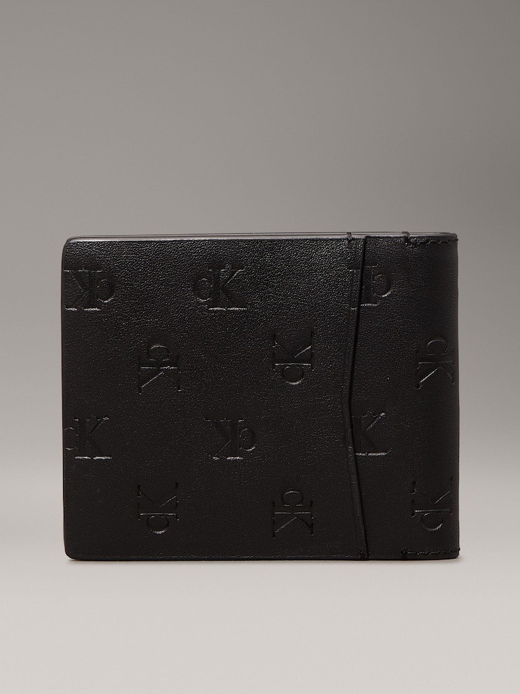 Calvin Klein Black Leather Embossed Bifold Wallet - Image 2 of 4 Calvin Klein Black Leather Embossed Bifold Wallet - Image 2 of 4