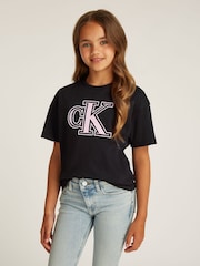 Calvin Klein Black Boxy Monogram 100% Cotton T-Shirt - Image 1 of 5