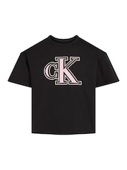 Calvin Klein Black Boxy Monogram 100% Cotton T-Shirt - Image 4 of 5