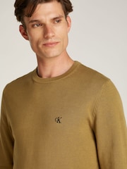 Calvin Klein Green 100% Cotton Modern Crew Neck Jumper - Image 3 of 6