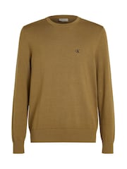 Calvin Klein Green 100% Cotton Modern Crew Neck Jumper - Image 5 of 6
